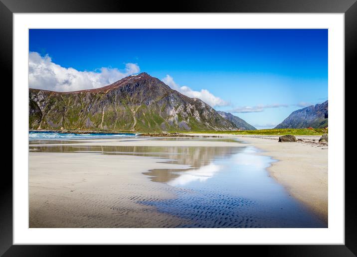 Flakstad beach Framed Mounted Print by Hamperium Photography