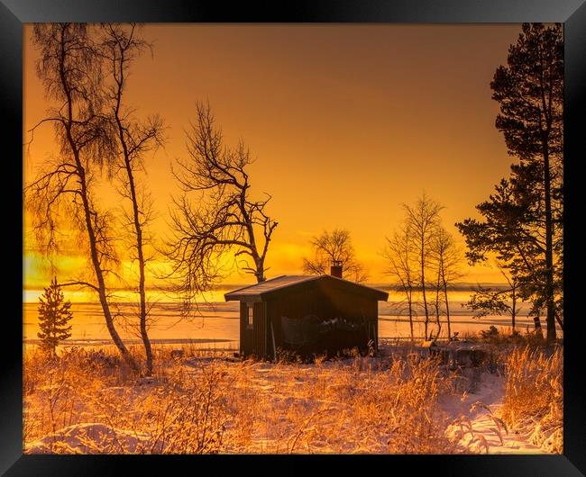 Sunset during the Swedish winter Framed Print by Hamperium Photography