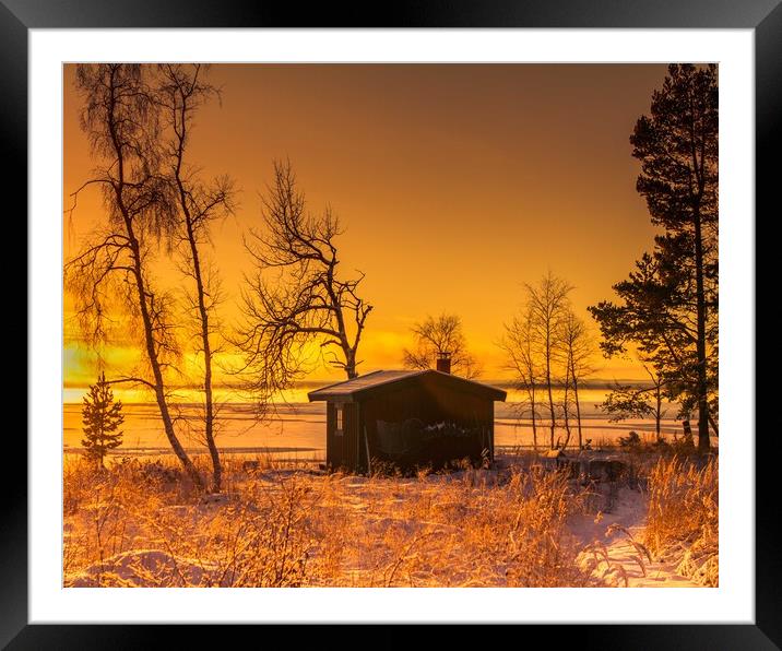 Sunset during the Swedish winter Framed Mounted Print by Hamperium Photography