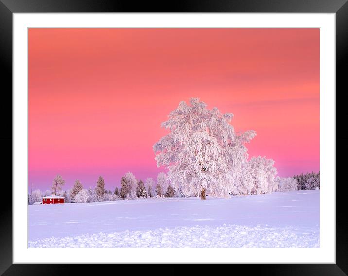 Sunset Jämtland Sweden Framed Mounted Print by Hamperium Photography