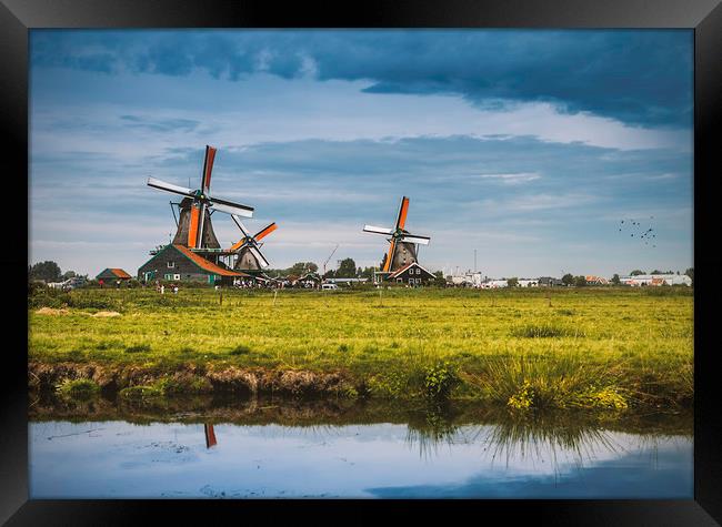 Dutch windmills on the Zaanse schans Framed Print by Hamperium Photography