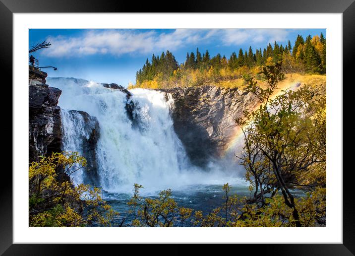 Biggest waterfall of Sweden Framed Mounted Print by Hamperium Photography