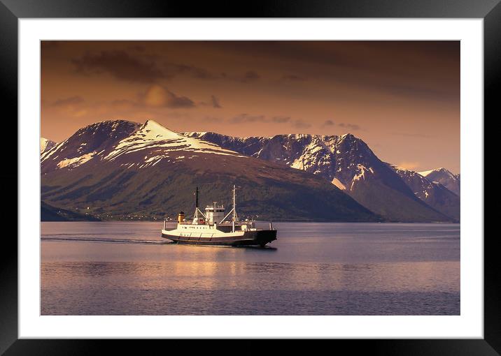 Ferry in Norway Framed Mounted Print by Hamperium Photography