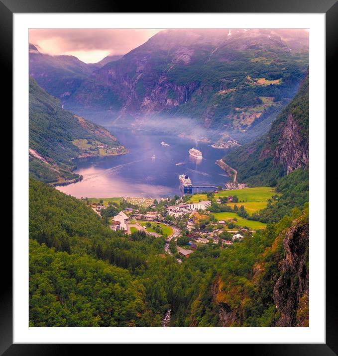 Geiranger in Norway Framed Mounted Print by Hamperium Photography