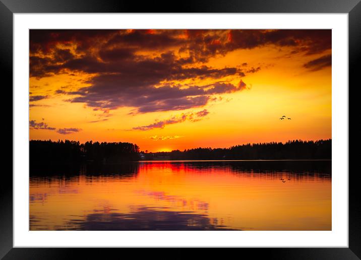 Swedish sunset Framed Mounted Print by Hamperium Photography