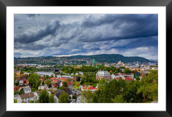 The city of Trondheim in Norway Framed Mounted Print by Hamperium Photography