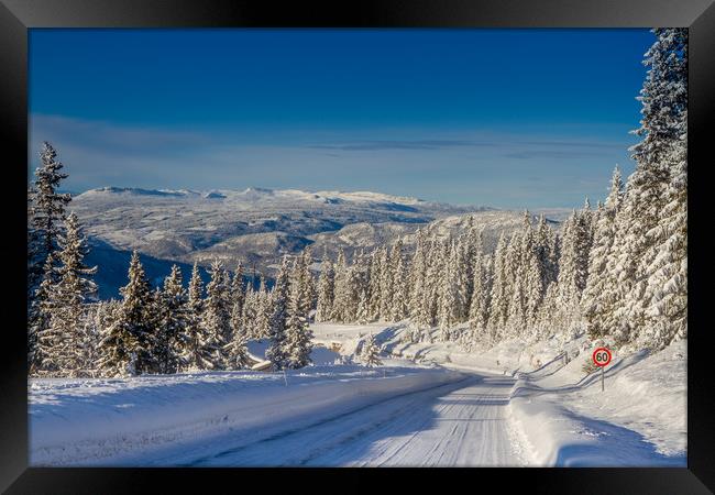 Winter in Oppland Norway Framed Print by Hamperium Photography