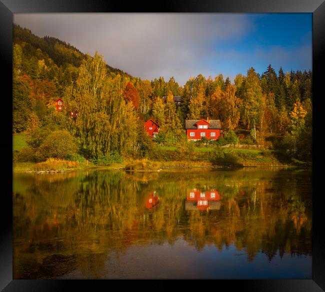 autumn in Lillehammer in Norway Framed Print by Hamperium Photography