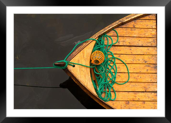 Fisherman boat with ropes and float. Norway. Framed Mounted Print by Tartalja 