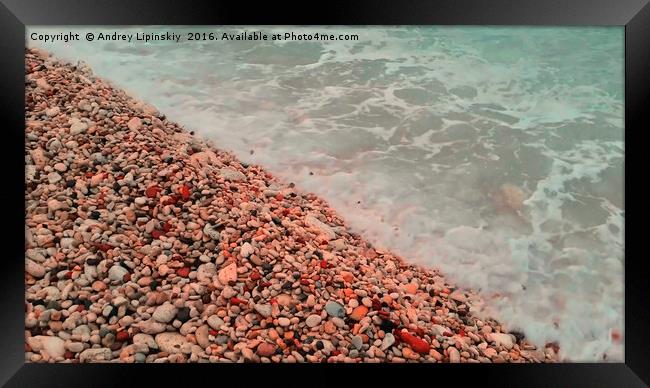 sea waves lapping on the beach of pebbles. Framed Print by Andrey Lipinskiy