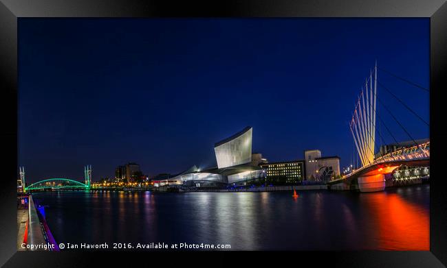 Salford Quays, Lowry, Imperial War Museum Panorama Framed Print by Ian Haworth