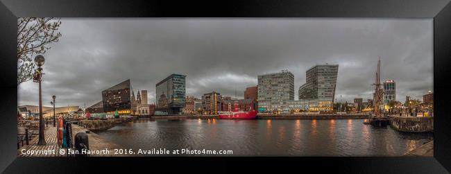 Liverpool, Canning Dock, Clouds, Reflections Framed Print by Ian Haworth