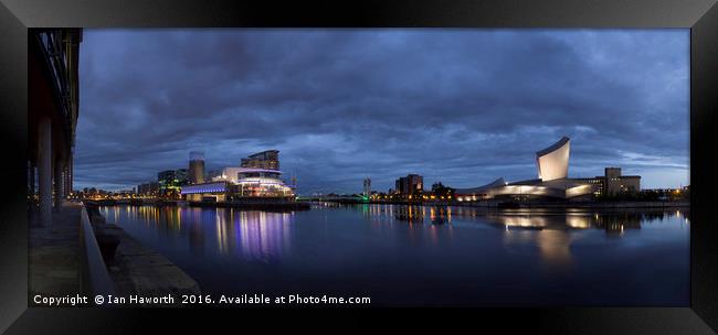 Salford Quays, Imperial War Museum, Quays Theatre Framed Print by Ian Haworth