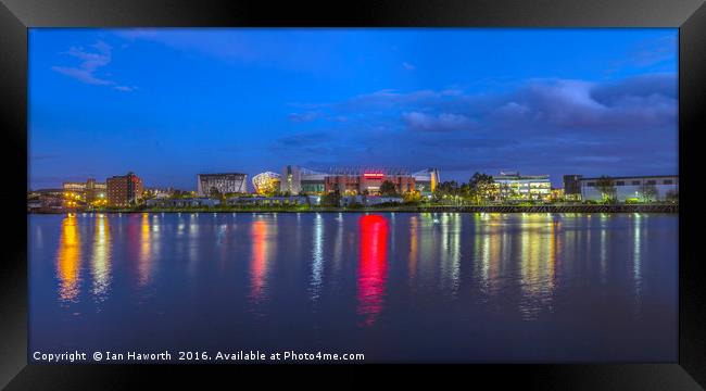 Old Trafford, Manchester United, Long Exposure  Framed Print by Ian Haworth