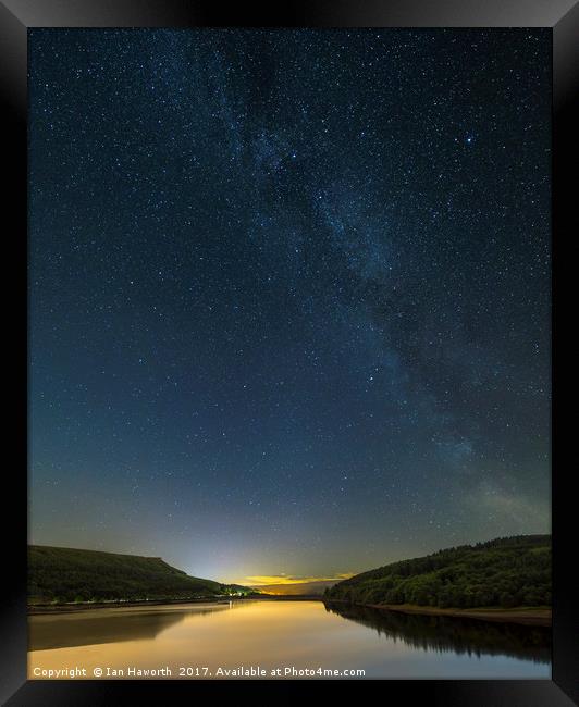 Ladybower Reservoir Milky Way Framed Print by Ian Haworth