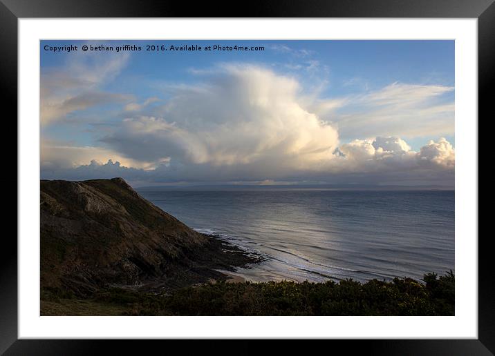 Pennard cliffs and cloud Framed Mounted Print by bethan griffiths