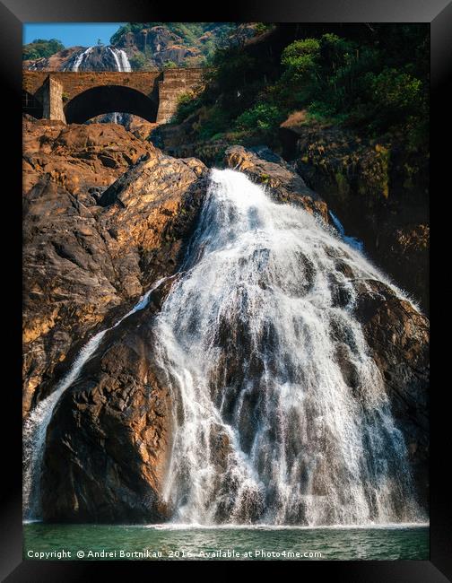 Dudhsagar waterfall. The largest waterfall in Goa, Framed Print by Andrei Bortnikau