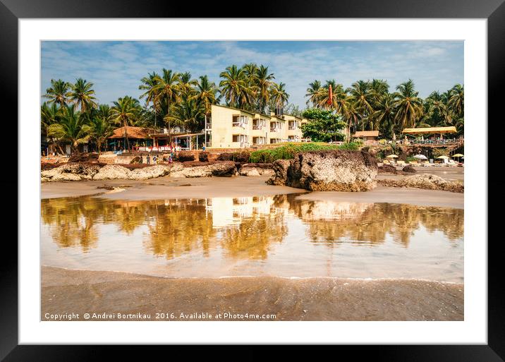 Guesthouse on the shore of Arabian Sea in Goa Framed Mounted Print by Andrei Bortnikau