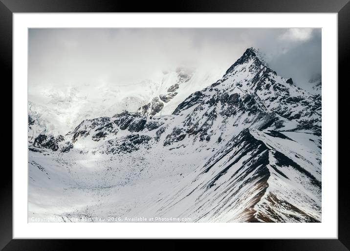 Mount Shkhara the highest mountain in Georgia.  Framed Mounted Print by Andrei Bortnikau