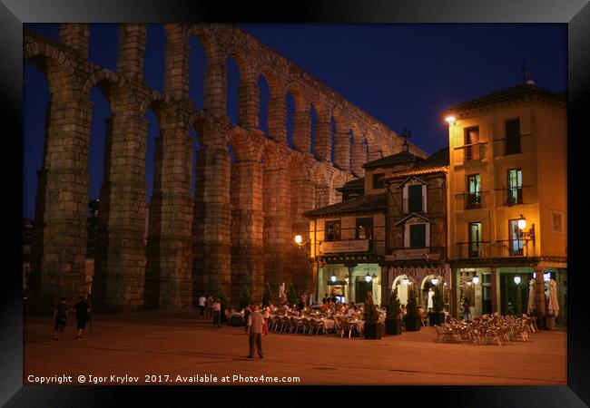 Cafe in Segovia in the evening Framed Print by Igor Krylov