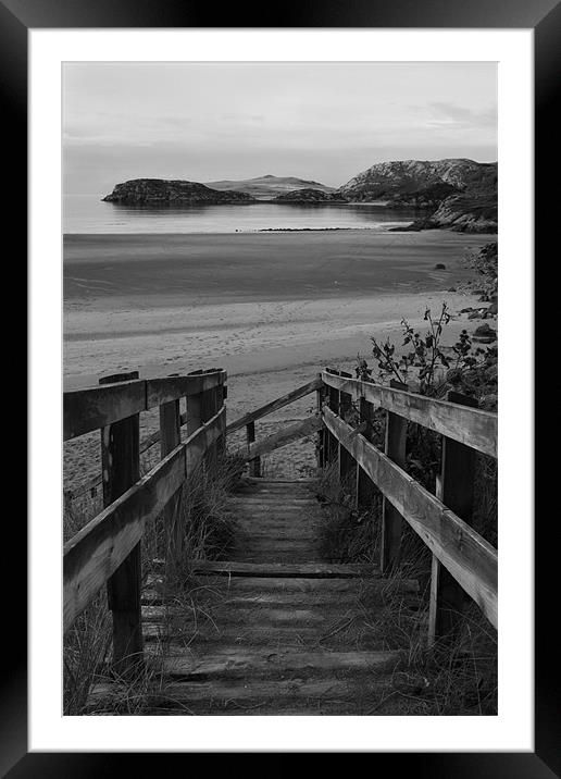 Steps to the Beach (Black and White) Framed Mounted Print by Jessica Poole