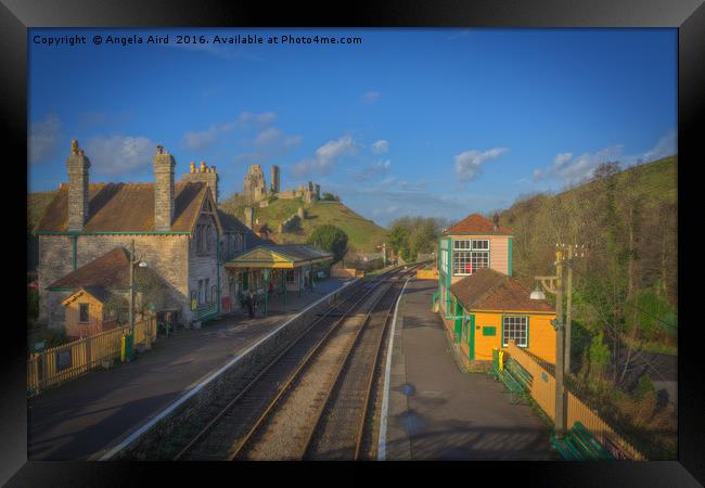 Corfe Castle. Framed Print by Angela Aird