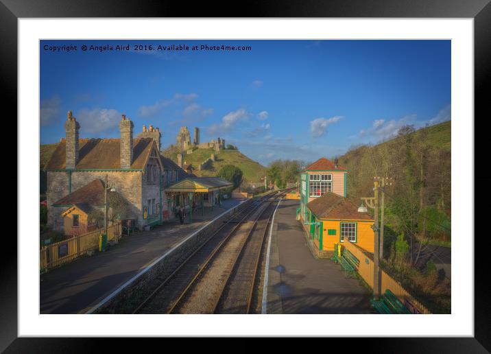 Corfe Castle. Framed Mounted Print by Angela Aird