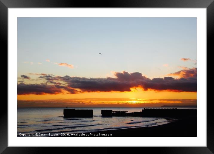Sunset, Harbour arm, Hastings Framed Mounted Print by Jason Stubbs