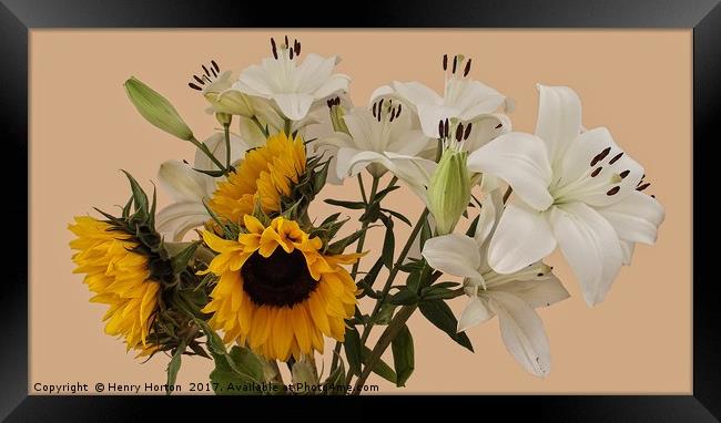 Sunflowers and lilies Framed Print by Henry Horton