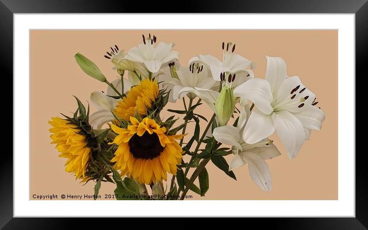 Sunflowers and lilies Framed Mounted Print by Henry Horton