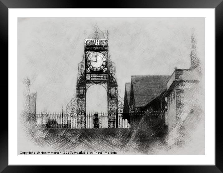The clock tower, Eastgate Street, Chester Framed Mounted Print by Henry Horton