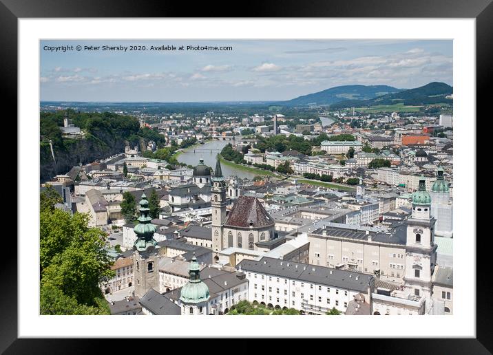 Aerial View of Salzburg Framed Mounted Print by Peter Shersby