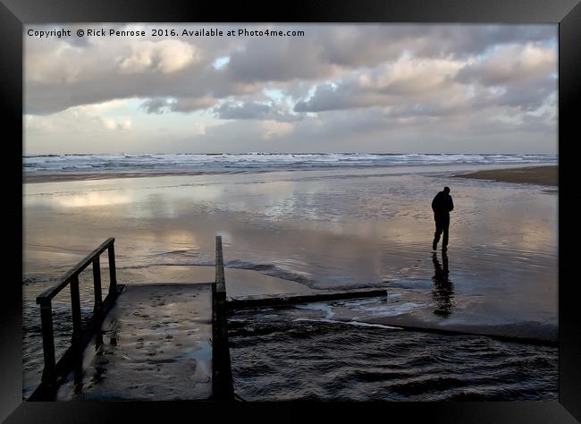 Daybreak On Wet Sand Framed Print by Rick Penrose