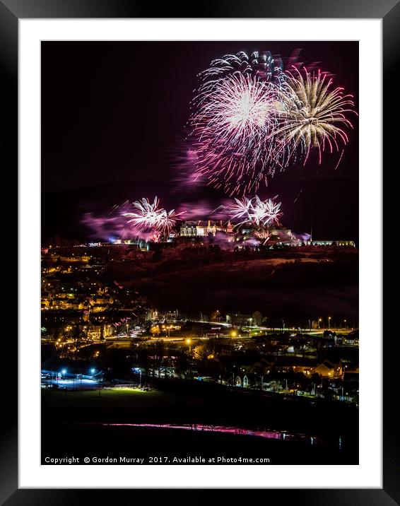 Stirling Castle Fireworks Framed Mounted Print by Gordon Murray