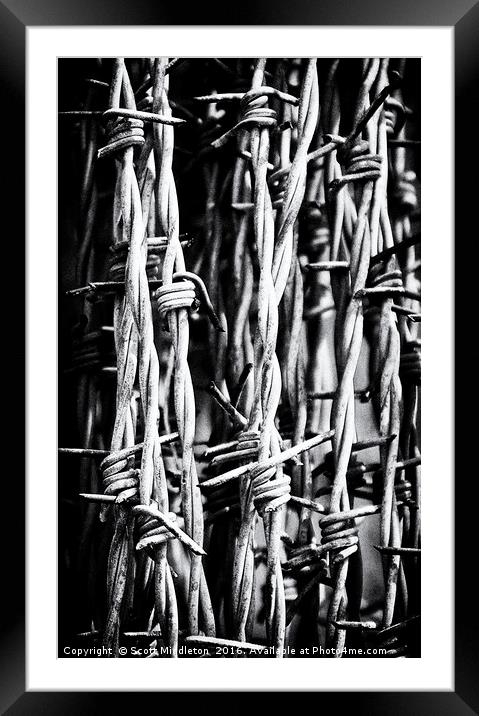 Barbed Wire Framed Mounted Print by Scott Middleton