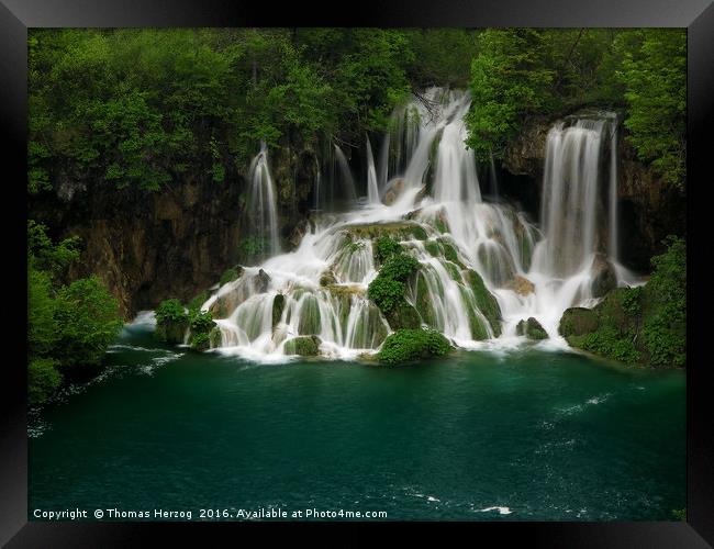 Emerald falls in Croatia Framed Print by Thomas Herzog