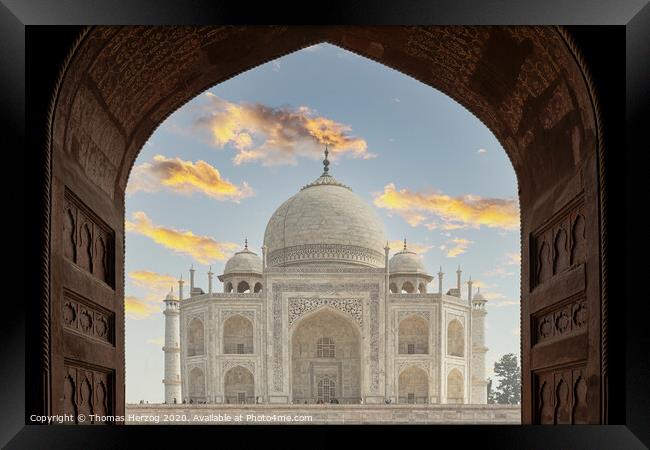 Taj Mahal Framed Print by Thomas Herzog