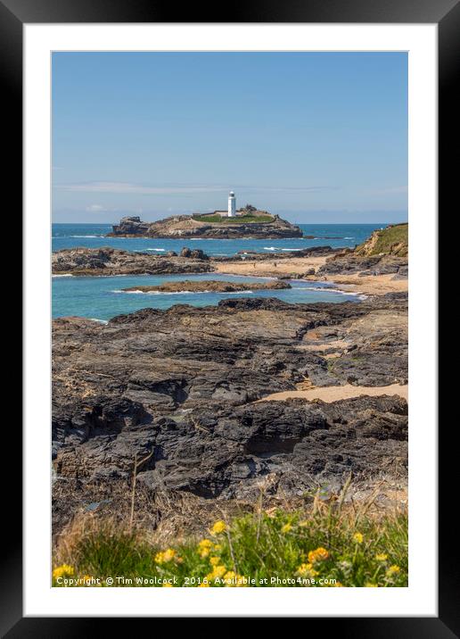 Godrevy Lighthouse, Cornwall Framed Mounted Print by Tim Woolcock