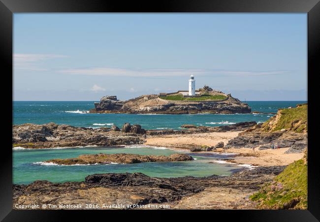 Godrevy Lighthouse, Cornwall Framed Print by Tim Woolcock