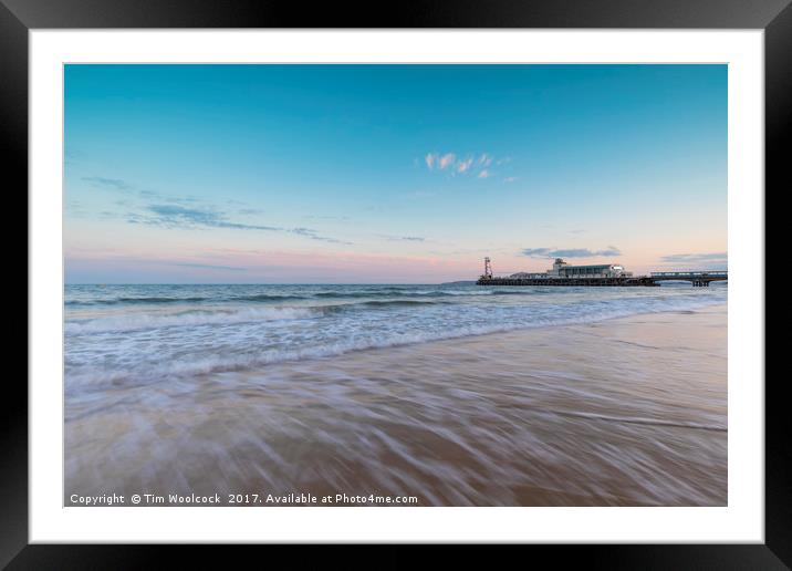 Bournemouth Pier at sunset Framed Mounted Print by Tim Woolcock