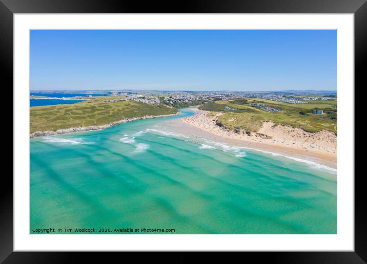 Aerial photograph of Crantock Beach, Newquay, Corn Framed Mounted Print by Tim Woolcock