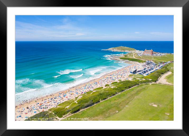 Aerial photograph of Fistral Beach, Newquay, Cornwall, England Framed Mounted Print by Tim Woolcock