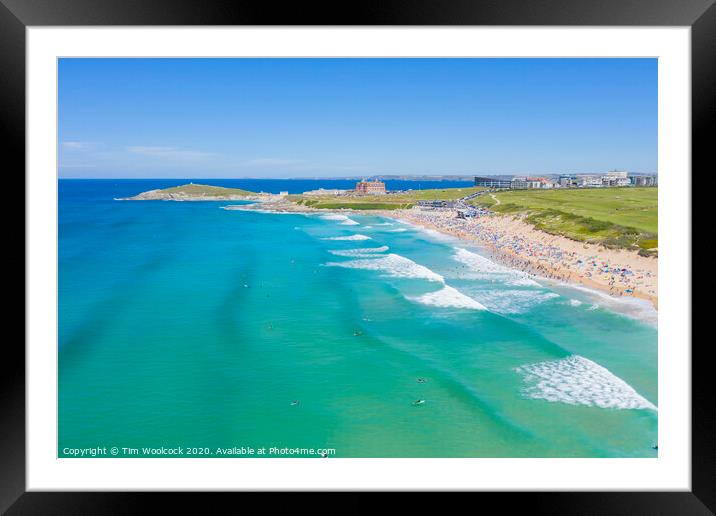 Aerial photograph of Fistral Beach, Newquay, Cornwall, England Framed Mounted Print by Tim Woolcock