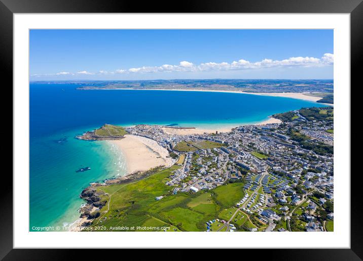 Aerial photograph of St Ives, Cornwall, England Framed Mounted Print by Tim Woolcock