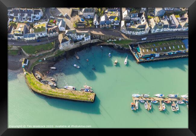 Aerial photograph of Newlyn harbour, Penzance, Cornwall, England Framed Print by Tim Woolcock