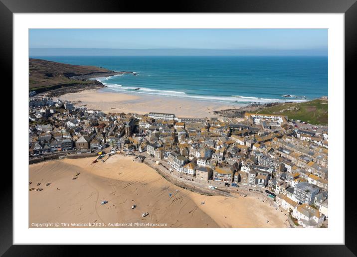 St Ives, Cornwall taken from the air Framed Mounted Print by Tim Woolcock