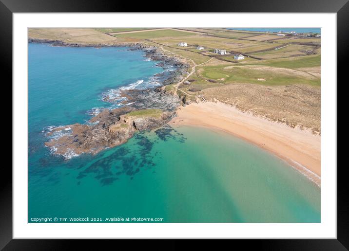 Aerial photograph of Constantine Bay near Newquay and Padstow, C Framed Mounted Print by Tim Woolcock