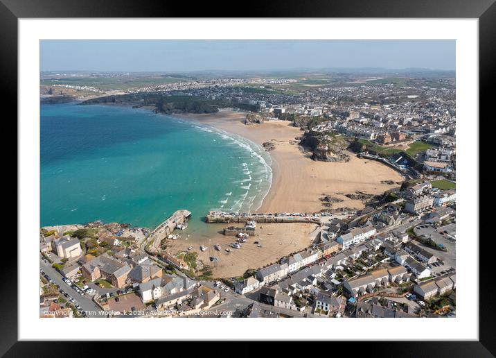 Aerial photograph of Newquay, Cornwall, England. Framed Mounted Print by Tim Woolcock