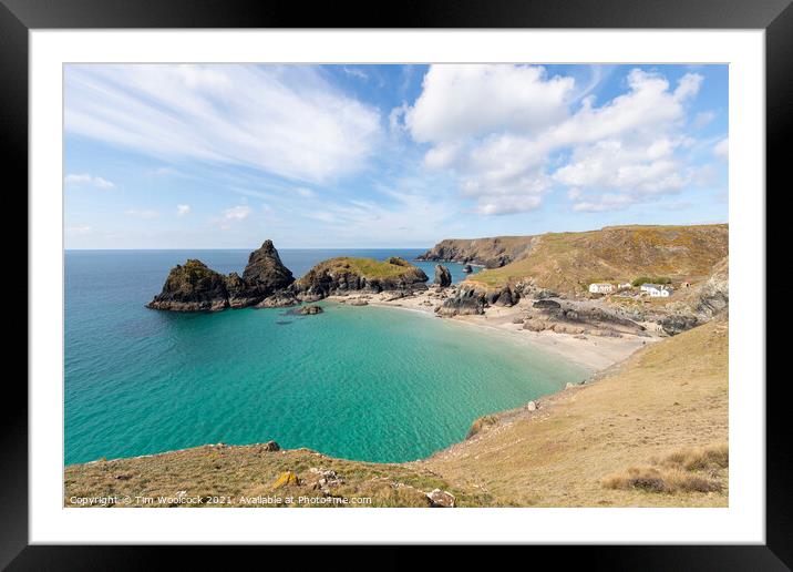 Kynance Cove on a stunning sunny day. Framed Mounted Print by Tim Woolcock