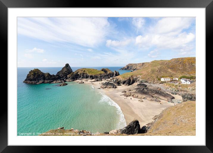 Kynance Cove on a stunning sunny day. Framed Mounted Print by Tim Woolcock